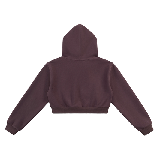 Set Match Cropped Hoodie - Burgundy