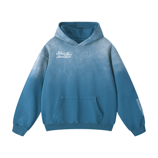 Sunfaded Script Hoodie - Blue