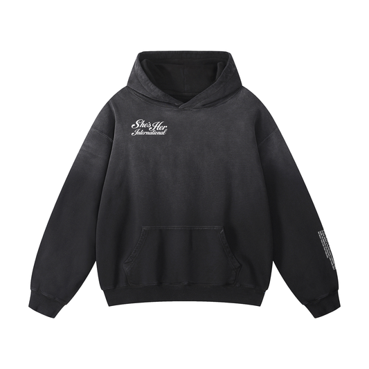 Sunfaded Script Hoodie - Black