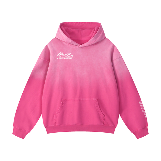 Sunfaded Script Hoodie - Pink