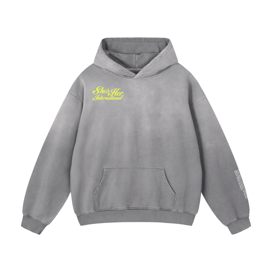 Sunfaded Script Hoodie - Gray