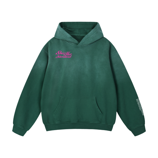 Sunfaded Script Hoodie - Green