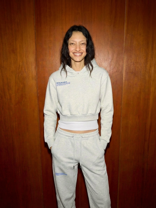 Set Match Cropped Hoodie - Flower Gray