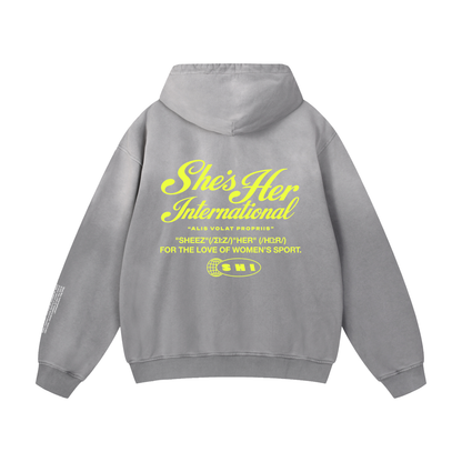 Sunfaded Script Hoodie - Gray