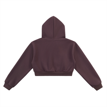 Set Match Cropped Hoodie - Burgundy