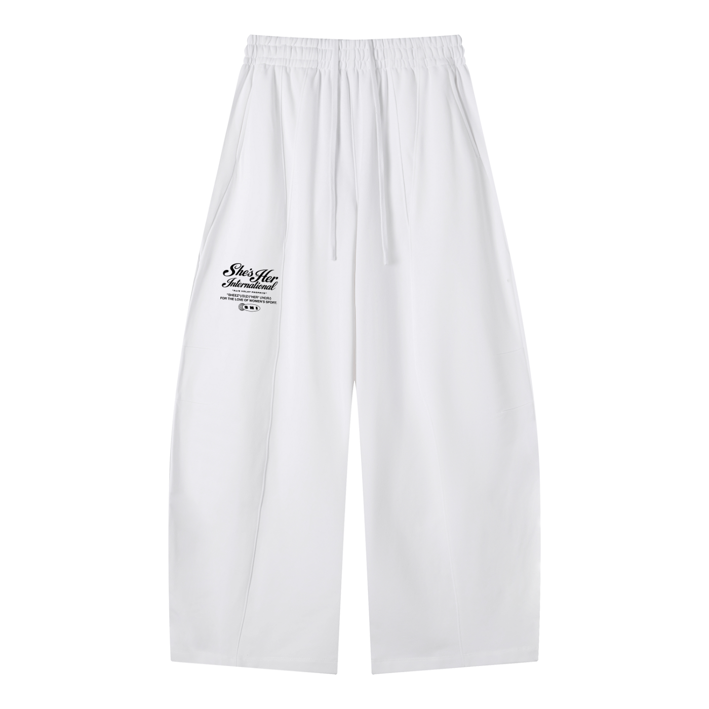 Spring Script Barrel Sweatpants - White