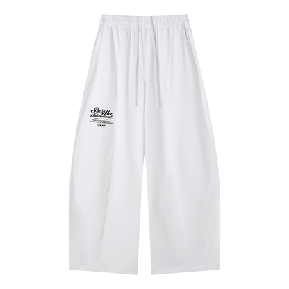 Spring Script Barrel Sweatpants - White
