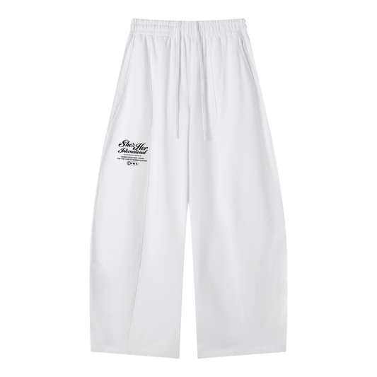 Spring Script Barrel Sweatpants - White