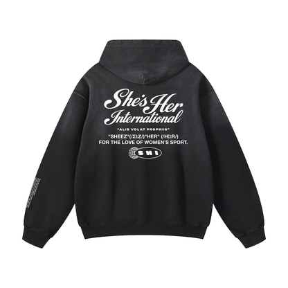 Sunfaded Script Hoodie - Black