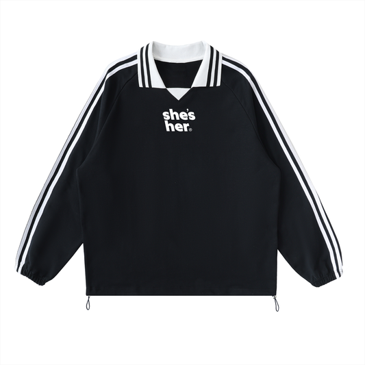 Pre-game Lapel Collar Sweatshirt - Black