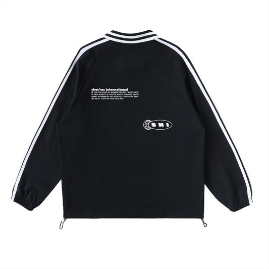 Pre-game Lapel Collar Sweatshirt - Black