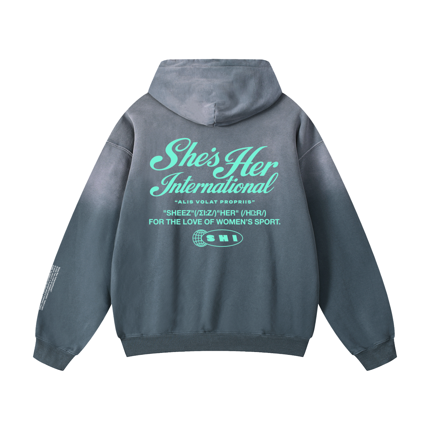 Sunfaded Script Hoodie - BlueGrey