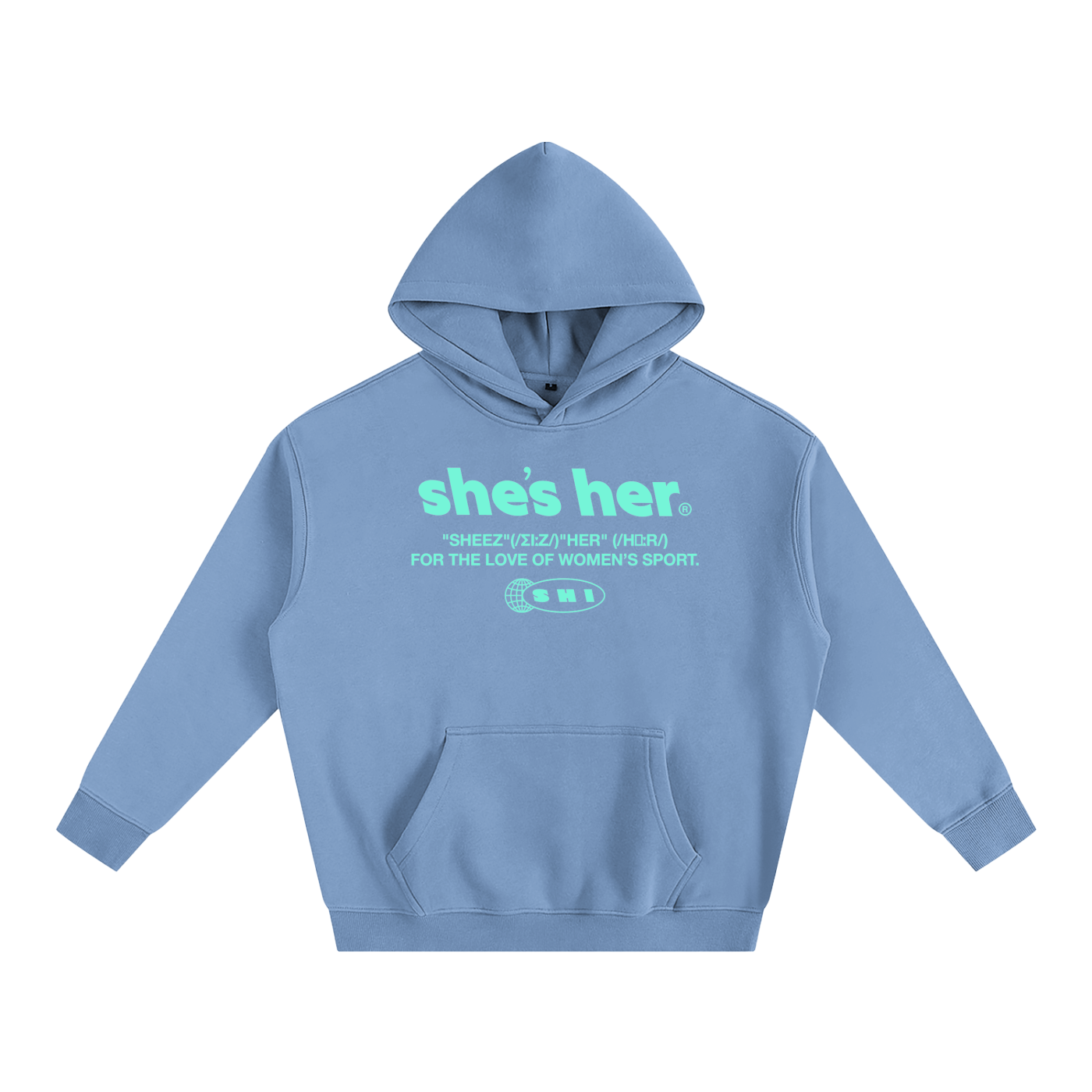 Oversized Classic SHI Hoodie - Ice Blue