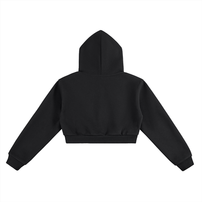 Set Match Cropped Hoodie - Black