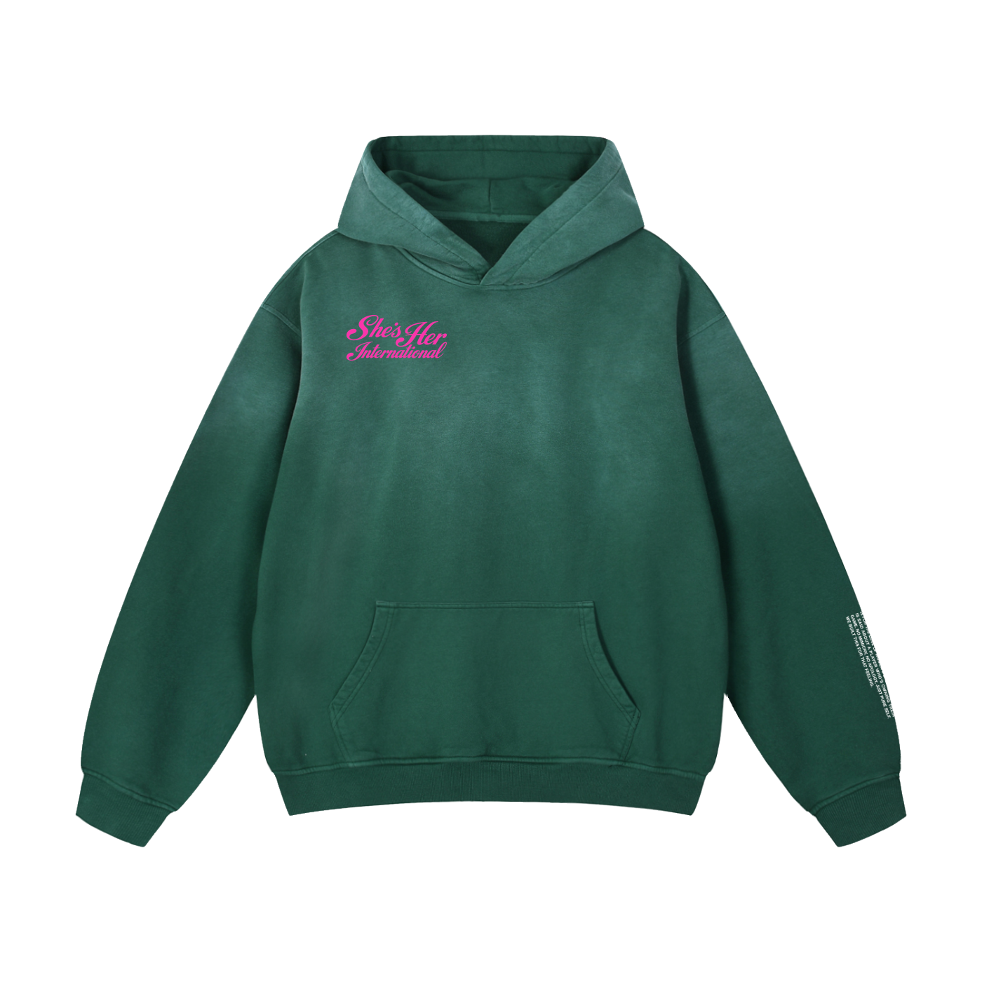 Sunfaded Script Hoodie - Green