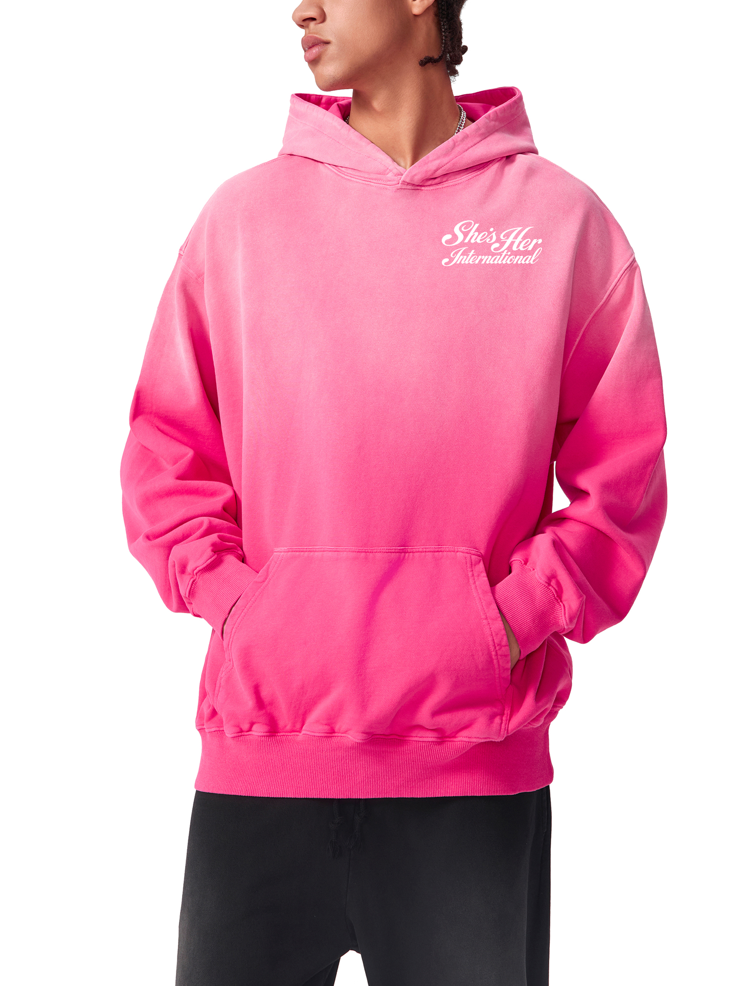 Sunfaded Script Hoodie - Pink