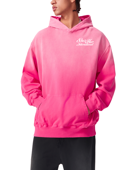 Sunfaded Script Hoodie - Pink