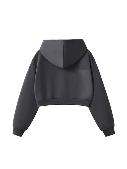Set Match Cropped Hoodie - Charcoal Grey