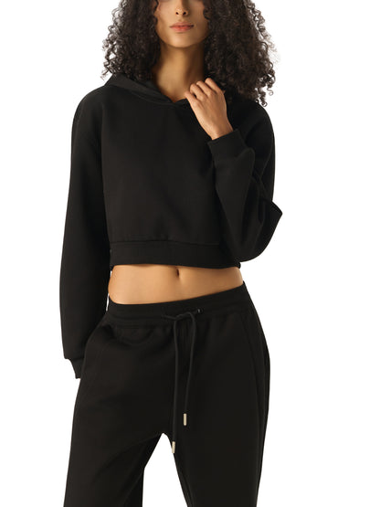 Set Match Cropped Hoodie - Charcoal Grey