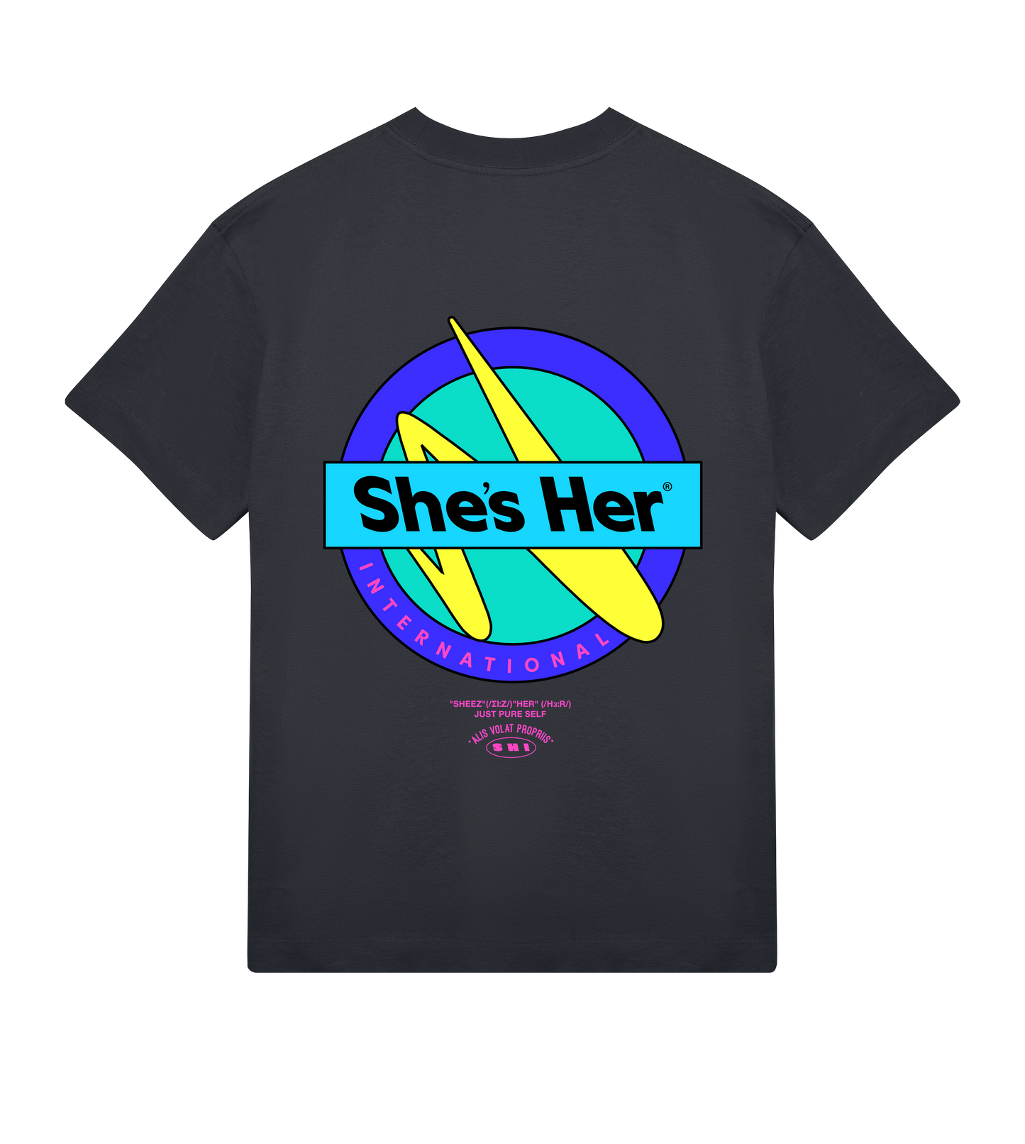 Oversized Tee Off-Black & Blue