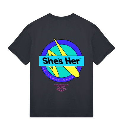 Oversized Tee Off-Black & Blue