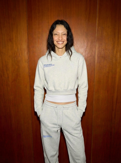 Set Match Cropped Hoodie - Flower Gray
