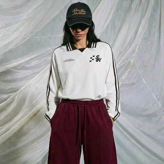 Pre-game Lapel Collar Sweatshirt - White
